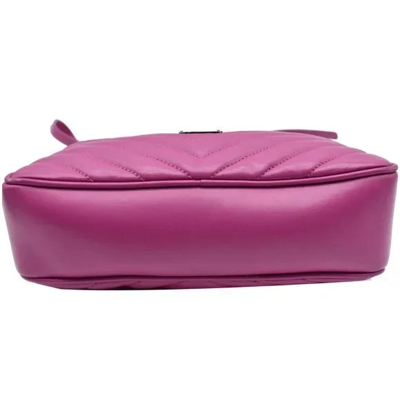 YVES SAINT LAURENT Lou Chevron Leather Camera Crossbody Bag Pink - Picture 5 of 12